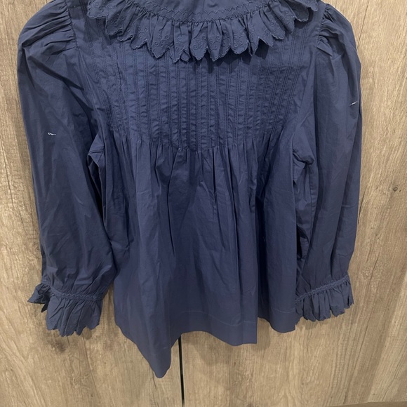 Doen Navy Ruffled Blouse - Picture 3 of 3